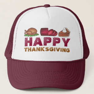 Happy Thanksgiving Turkey Cranberry Pie Dinner Truckerkappe