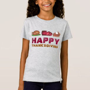 Happy Thanksgiving Turkey Cranberry Pie Slice Food T-Shirt