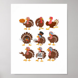 Happy Thanksgiving Turkey Day Girls Boys Kinder To Poster