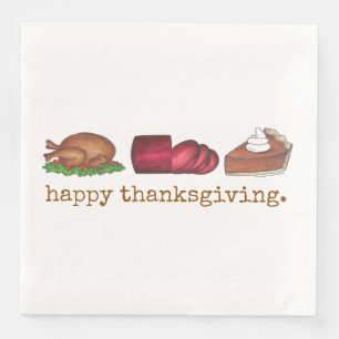 Happy Thanksgiving Turkey Dinner Holiday Meal Serviette