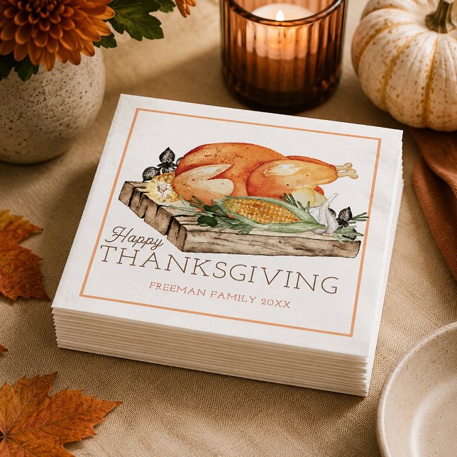 Happy Thanksgiving Turkey Dinner Napkin Serviette (Autumn Thanksgiving Paper Napkins)