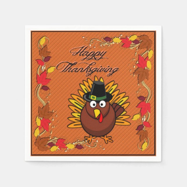 Happy Thanksgiving Turkey Dinner Napkins Serviette (Vorderseite)