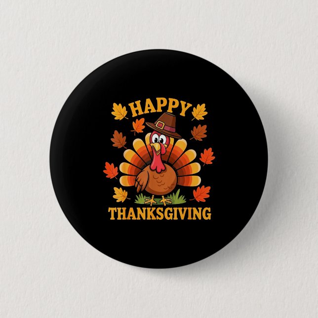 Happy Thanksgiving Turkey Family Dinner Thanksgivi Button (Vorderseite)