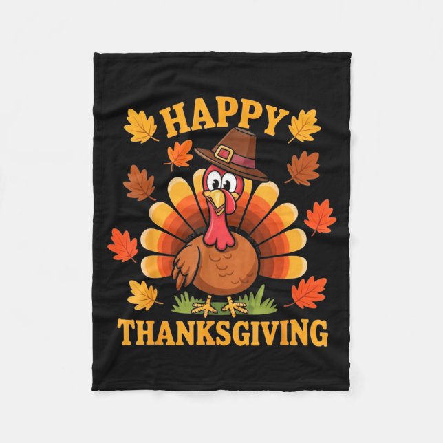Happy Thanksgiving Turkey Family Dinner Thanksgivi Fleecedecke (Vorderseite)