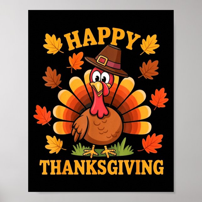 Happy Thanksgiving Turkey Family Dinner Thanksgivi Poster (Vorne)