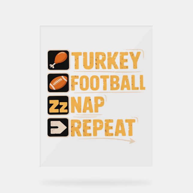 Happy Thanksgiving Turkey Football Nickerchen Wied Acrylschild (Vorderseite)