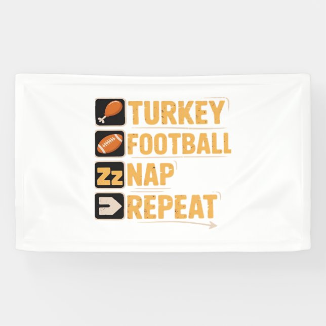 Happy Thanksgiving Turkey Football Nickerchen Wied Banner (Horizontal)