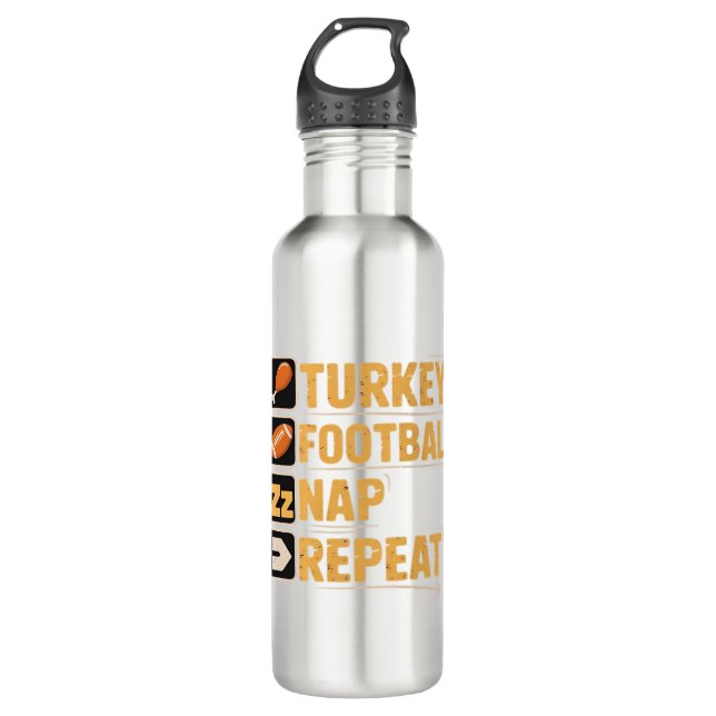 Happy Thanksgiving Turkey Football Nickerchen Wied Edelstahlflasche (Vorderseite)