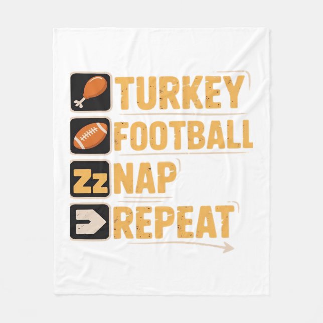 Happy Thanksgiving Turkey Football Nickerchen Wied Fleecedecke (Vorderseite)