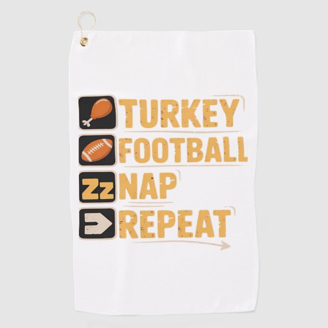 Happy Thanksgiving Turkey Football Nickerchen Wied Golfhandtuch (Vorderseite)