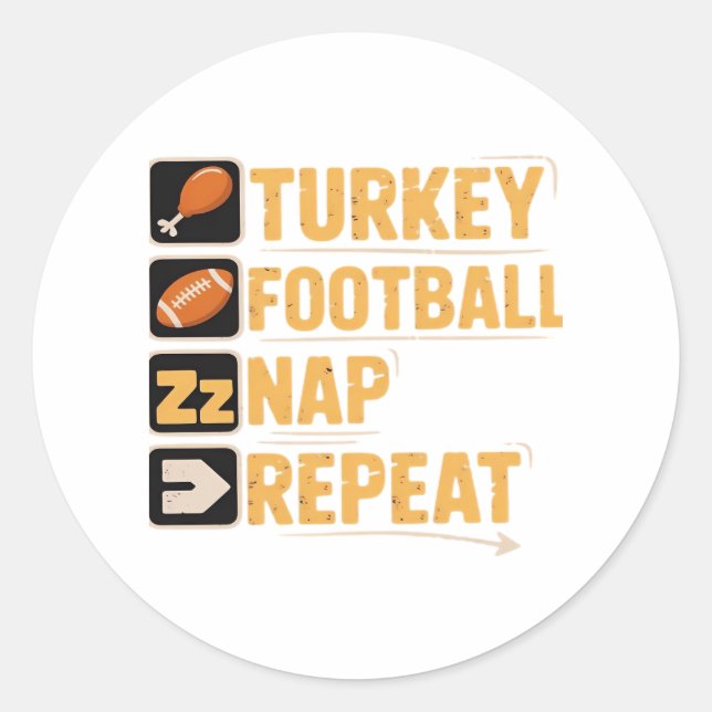 Happy Thanksgiving Turkey Football Nickerchen Wied Runder Aufkleber (Vorderseite)