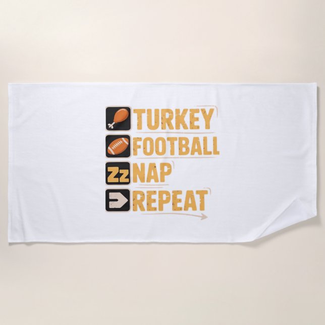 Happy Thanksgiving Turkey Football Nickerchen Wied Strandtuch (Vorderseite)