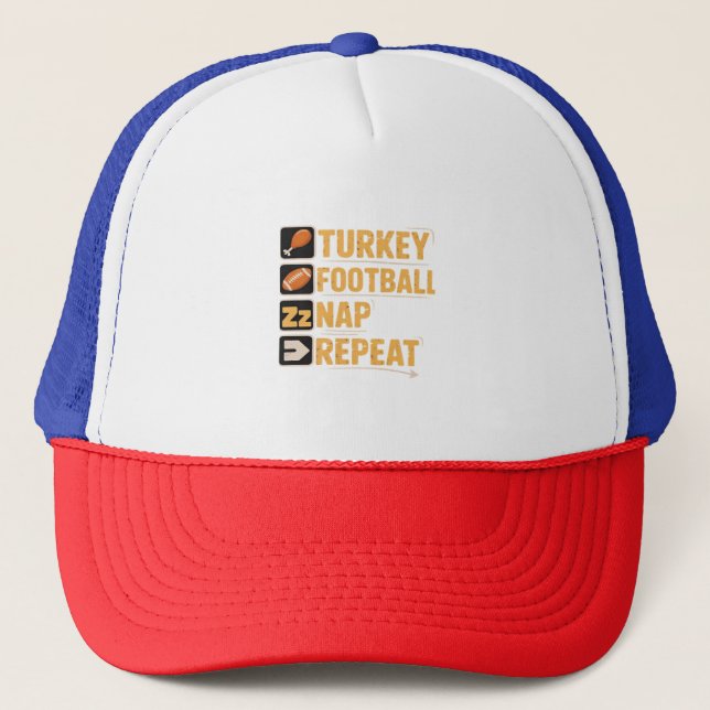 Happy Thanksgiving Turkey Football Nickerchen Wied Truckerkappe (Vorderseite)
