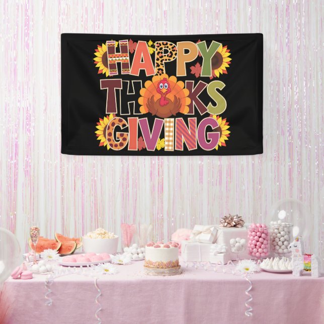 Happy Thanksgiving Turkey Funny Pumpkin Jahreszeit Banner (Party)