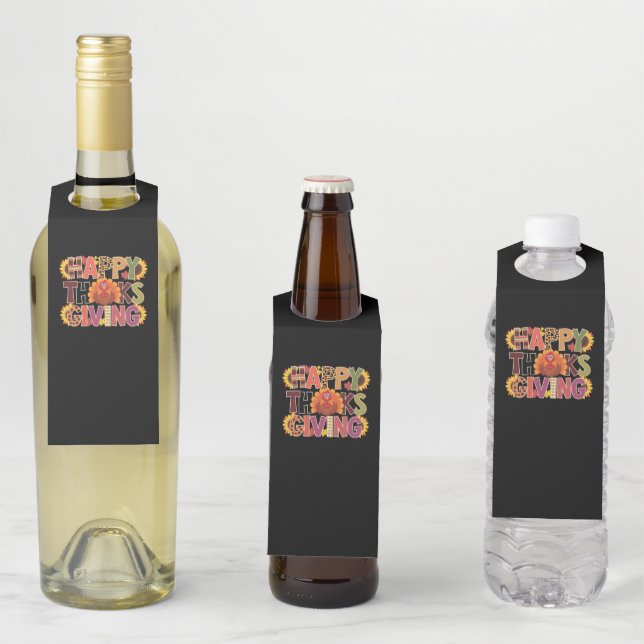 Happy Thanksgiving Turkey Funny Pumpkin Jahreszeit Flaschenanhänger (Beispiel)