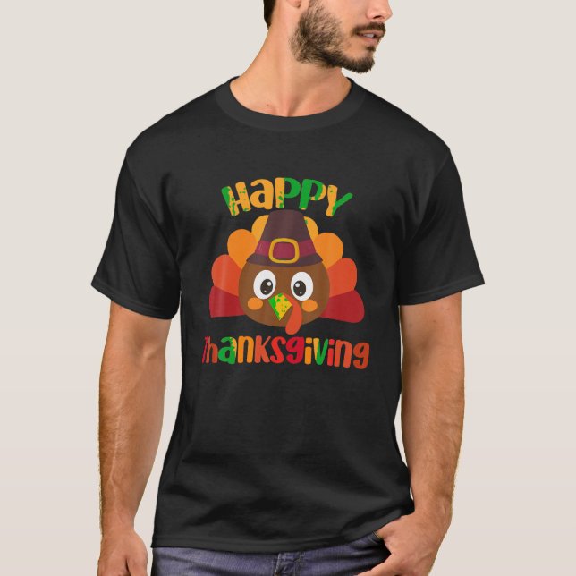 Happy Thanksgiving Turkey Little Pilgrim Geschenke T-Shirt (Vorderseite)