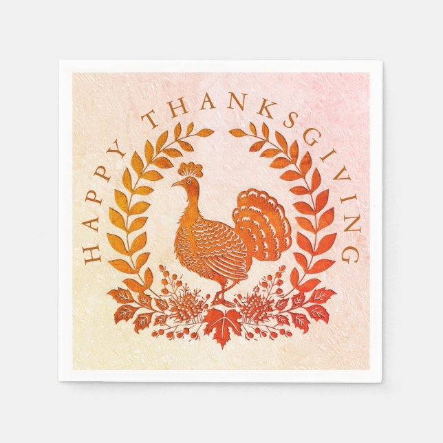 Happy Thanksgiving Turkey Napkins Serviette (Vorderseite)