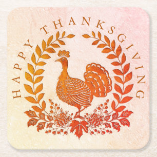 Happy Thanksgiving Turkey Paper Untersetzer