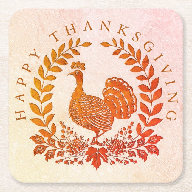Happy Thanksgiving Turkey Paper Untersetzer (Vorderseite)