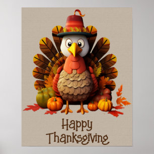 Happy Thanksgiving Turkey Poster