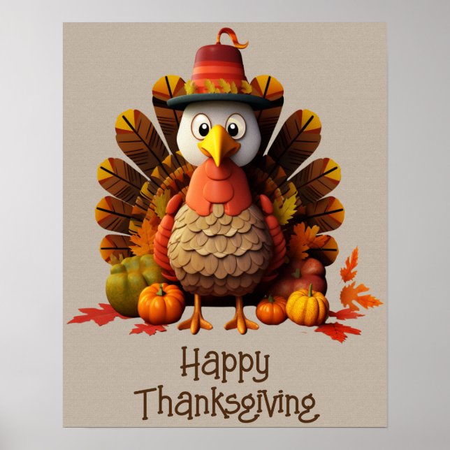 Happy Thanksgiving Turkey Poster (Vorne)