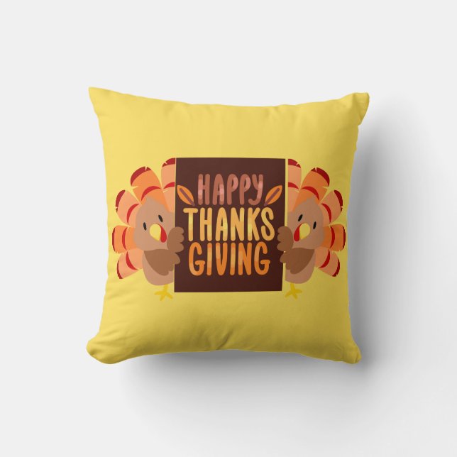 Happy Thanksgiving Turkey Throw Kissen (Vorderseite)