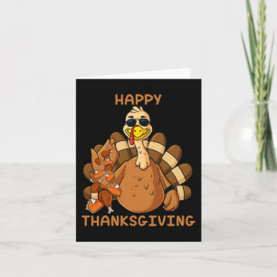 Happy Thanksgiving Turkey Throwing Food Fun Boys K Karte