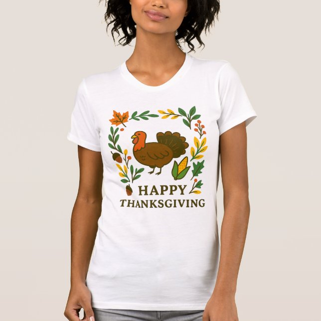 Happy Thanksgiving Turkey White  T-Shirt (Vorderseite)