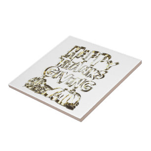 Happy Thanksgiving Typografie Gold Harvest Pumpkin Fliese