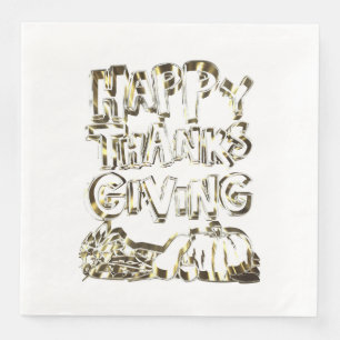 Happy Thanksgiving Typografie Gold Harvest Pumpkin Serviette