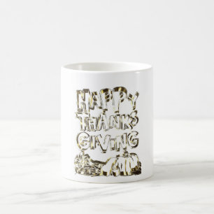 Happy Thanksgiving Typografie Gold Harvest Pumpkin Tasse