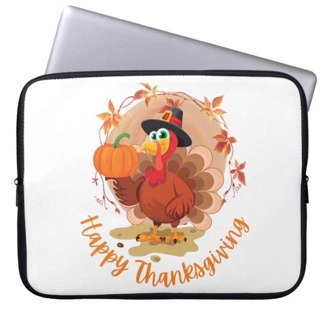 Happy Thanksgiving Typografie Laptopschutzhülle (Vorderseite)