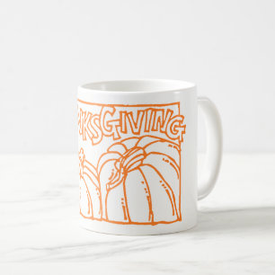 Happy Thanksgiving Typografie Orange Pumpkins Kaffeetasse