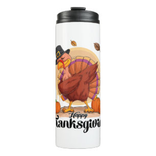 Happy Thanksgiving Typografie Thermobecher Thermosbecher