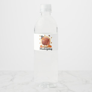 Happy Thanksgiving Typografie Wasser Flasche Etike Wasserflaschenetikett