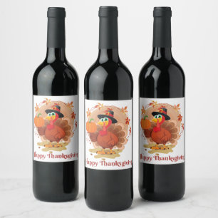 Happy Thanksgiving Typografie Weinlabel Weinetikett