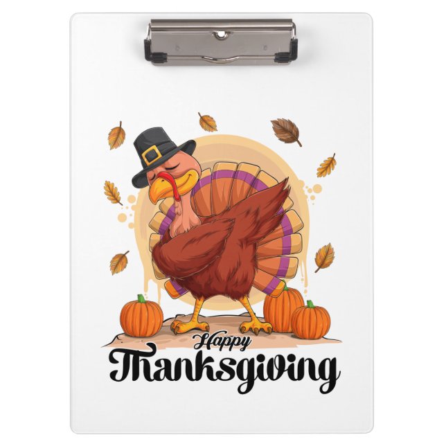 Happy Thanksgiving Typografy Clipboard Klemmbrett (Vorderseite)