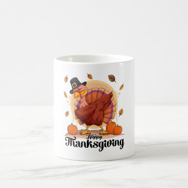 Happy Thanksgiving Typografy Coffee Tasse (Mittel)