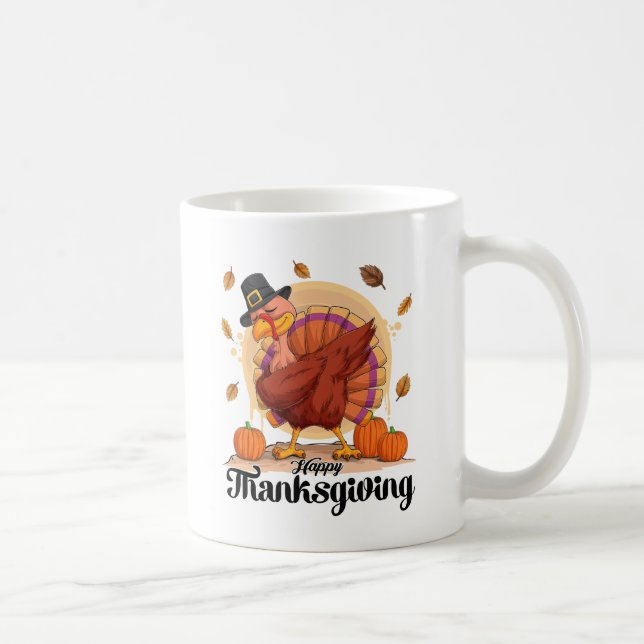 Happy Thanksgiving Typografy Coffee Tasse (Rechts)