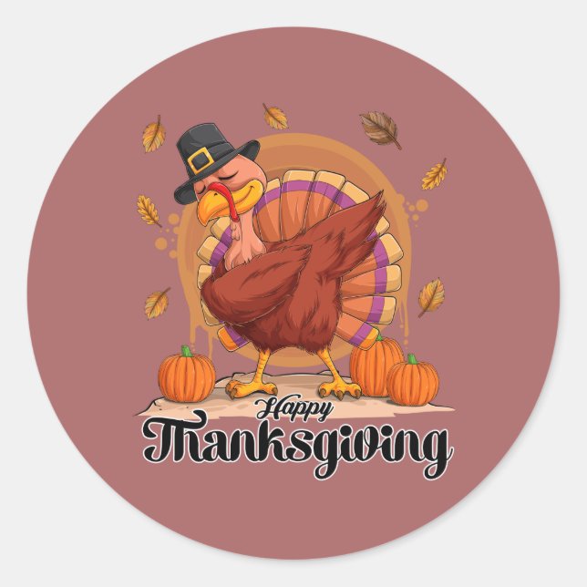 Happy Thanksgiving Typografy Round Sticker (Vorderseite)