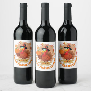 Happy Thanksgiving Typografy Weinlabel Weinetikett