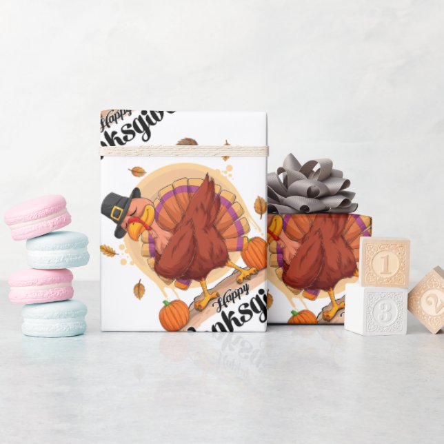 Happy Thanksgiving Typografy Wrapping Paper Geschenkpapier (Babyparty)