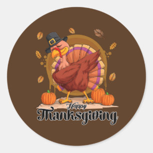 Happy Thanksgiving Typography Rundsticker Runder Aufkleber