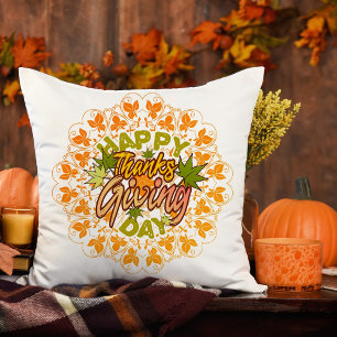 Happy Thanksgiving typographymandala THROW PILLOW Kissen