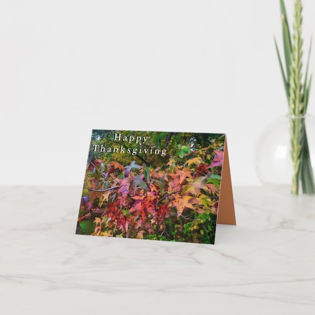 Happy Thanksgiving - Vibranly Fall Foliage Karte (Vorderseite)