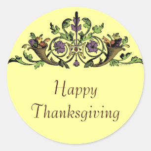 Happy Thanksgiving Vintag Cornucopia Lg Sticker