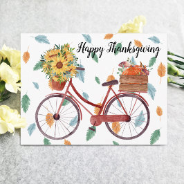 Happy Thanksgiving Vintage Bicycle Postcard Postkarte