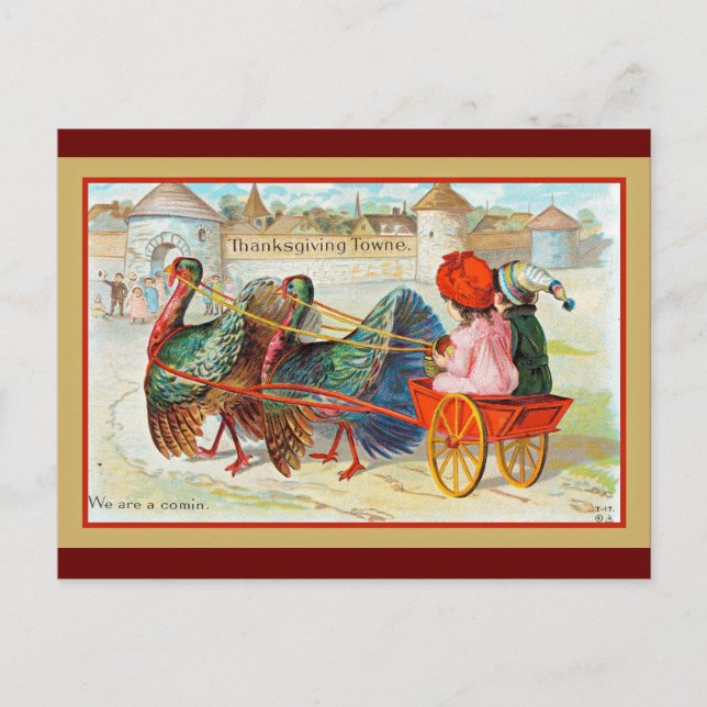 Happy Thanksgiving Vintage Illustration Postkarte (Vorderseite)
