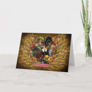 Happy Thanksgiving! Vintage Style Greeting Feiertagskarte