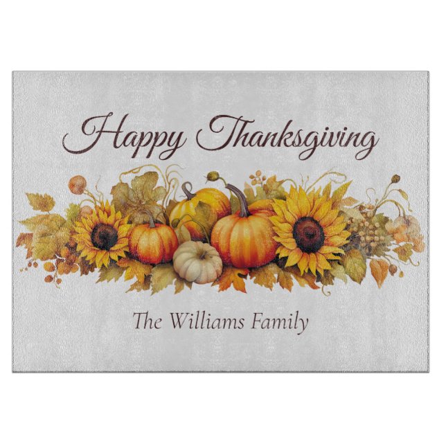 Happy Thanksgiving Vintagen Pumpkins Custom Fall Schneidebrett (Vorderseite)